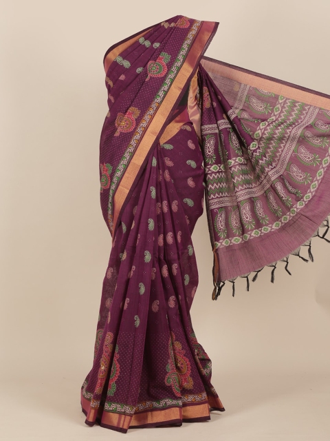 

Pothys Magenta Paisley Saree