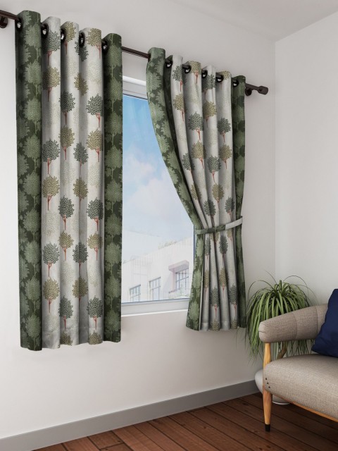 

Home Sizzler Green & Grey Set of 2 Ethnic Motifs Window Curtain