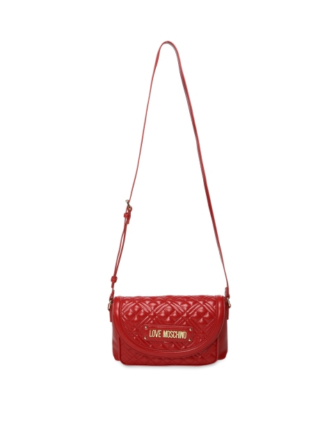 

LOVE MOSCHINO Red Textured Structured Sling Bag