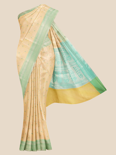 

Kalamandir Yellow & Turquoise Blue Chanderi Saree