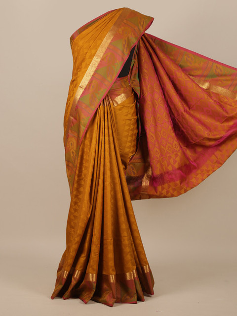 

Pothys Mustard & Green Ethnic Motifs Zari Art Silk Saree