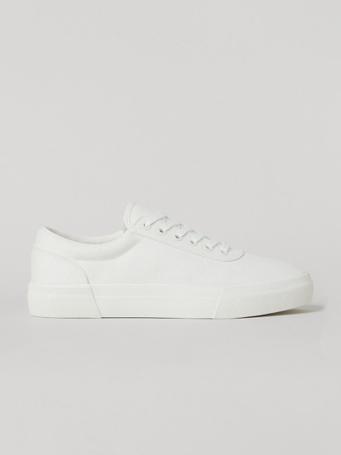 

H&M Men White Canvas Trainers