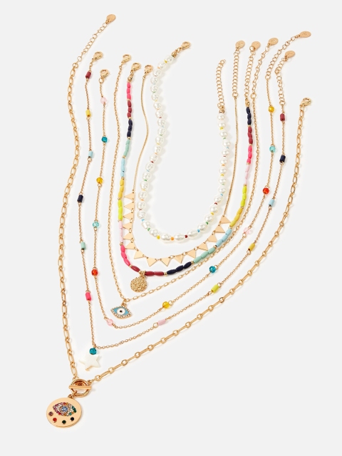 

Accessorize Gold & White Gold-Plated Layered Necklace