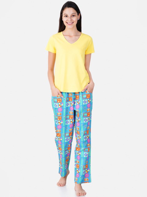 

Smugglerz Women Yellow & Blue Night suit