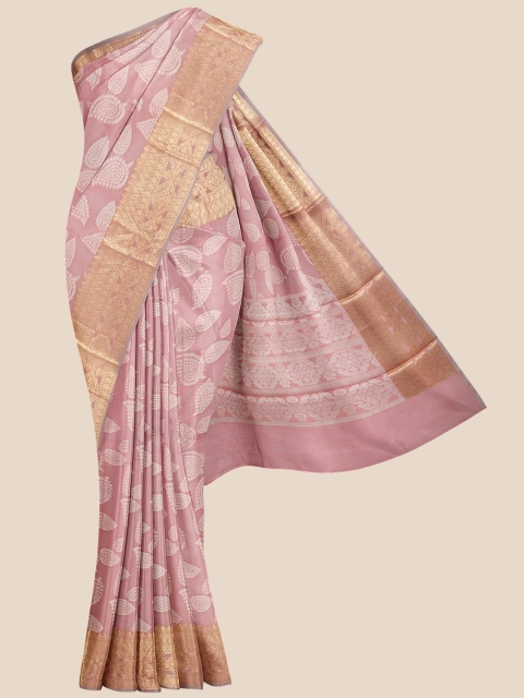 

KLM Fashion Mall Pink Paisley Printed Zari Bordered Pure Cotton Saree