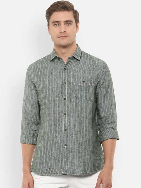 

Louis Philippe Sport Men Grey Melange Slim Fit Striped Casual Shirt