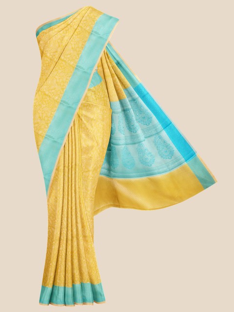 

Kalamandir Yellow Woven Design Zari Silk Blend Banarasi Saree