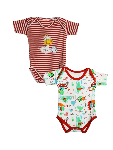 

PINKBUNNY Infants Kids Pack of 2 Bodysuits, Red