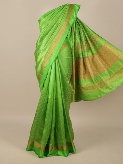

Pothys Green & Gold-Toned Zari Jute Silk Saree