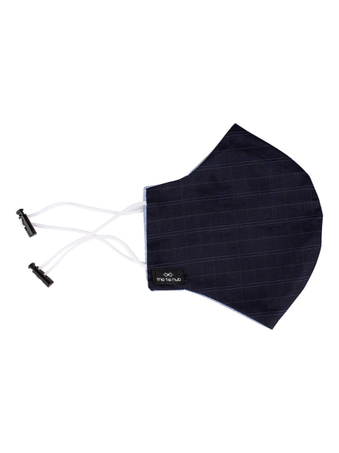 

The Tie Hub Unisex Blue Checked 2 Layer Pure Premium Cotton Reusable Cloth Mask