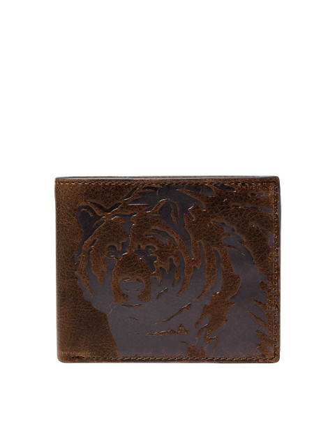 

Fossil Men Brown Textured Leather Two Fold Wallet