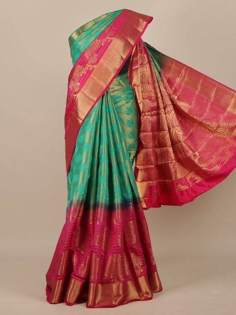 

Pothys Sea Green & Pink Ethnic Motifs Zari Jute Silk Saree