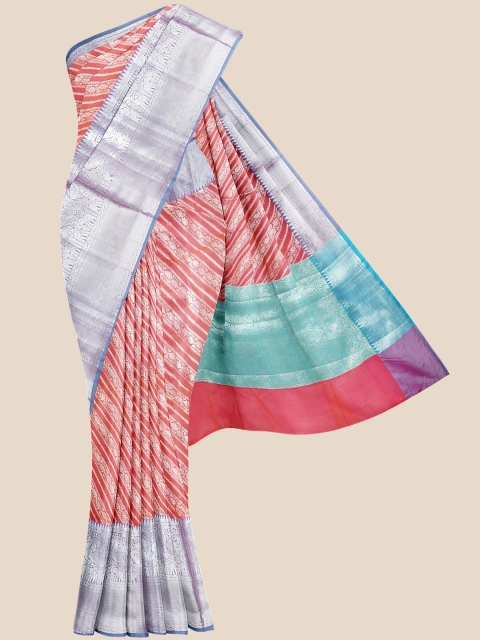 

KLM Fashion Mall Pink & Purple Zari Chanderi Saree