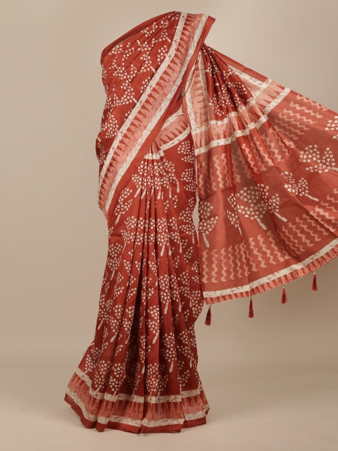 

Pothys Rust & Cream-Coloured Cotton Blend Saree