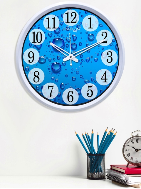 

RANDOM White & Blue Printed Contemporary Wall Clock