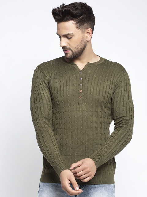 

Global Republic Men Green Cable Knit Pullover