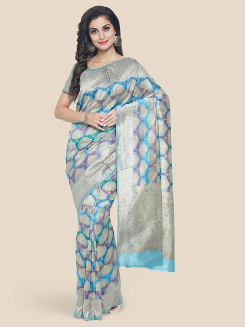 

KLM Fashion Mall Blue & Pink Woven Design Banarasi Saree