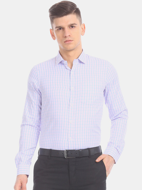 

Excalibur Men White Checked Formal Shirt