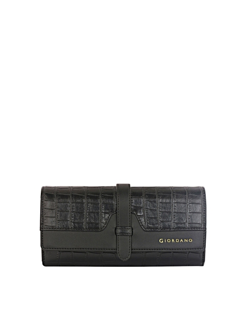 

GIORDANO Women Black Textured PU Three Fold Wallet