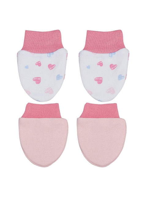 

Pantaloons Baby Infant Girls Set Of 2 Pure Cotton Mittens, Pink