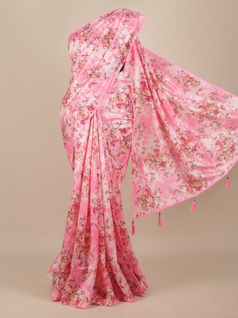 

Pothys Pink & Beige Floral Cotton Blend Saree