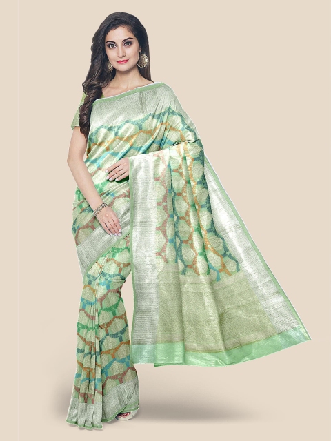 

KLM Fashion Mall Green & Blue Banarasi Saree