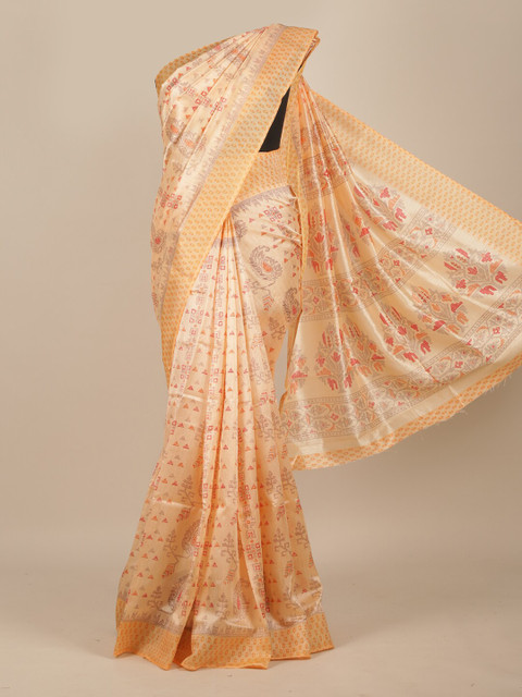 

Pothys Peach & Red Paisley Saree