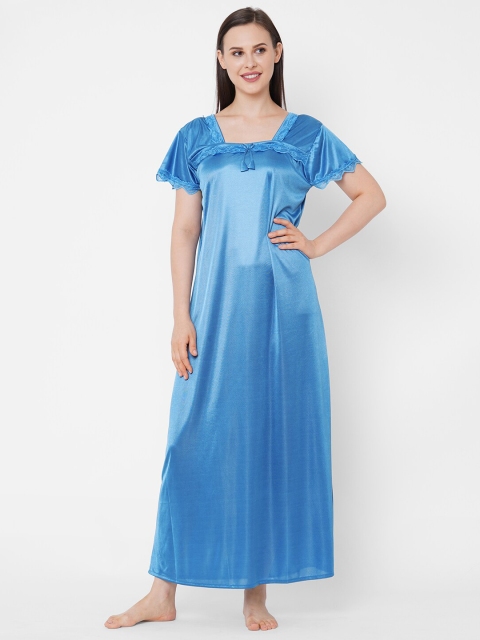 

Juliana Dream Blue Solid Maxi Nightdress