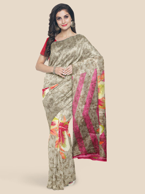 

Kalamandir Grey & Pink Printed Silk Blend Saree