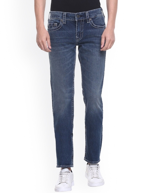 

True Religion Men Blue Dark Washed Stretchable Jeans