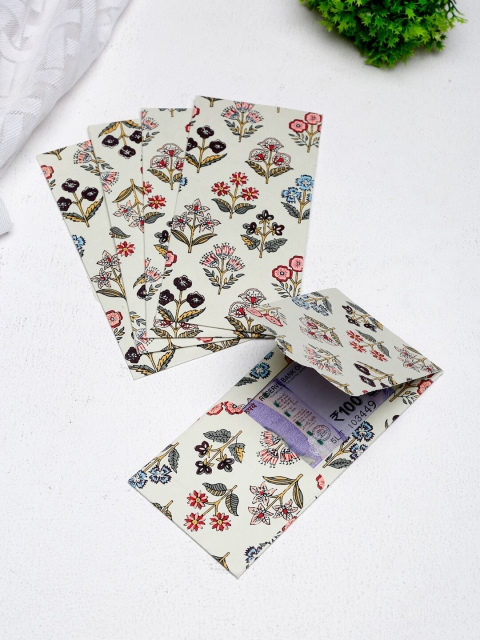 

Fabindia Set Of 5 Cream-Coloured & Blue Mughal Printed Money Envelopes