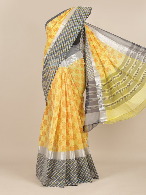 

Pothys Yellow & Black Ethnic Motifs Pure Cotton Saree