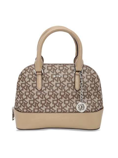 

DKNY Women Brown Printed Leather Structured Handheld Bag