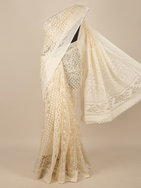 

Pothys Cream Ethnic Motifs Jute Silk Saree