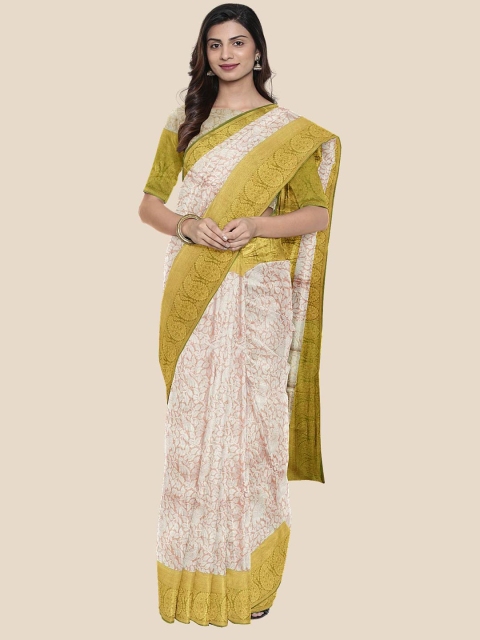 

Kalamandir Orange & Green Woven Design Silk Blend Banarasi Saree