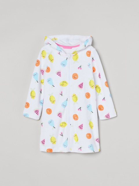 

H&M Girls White Printed Hooded Dressing Gown