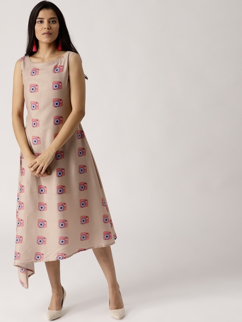 Libas Beige A-Line Midi Dress