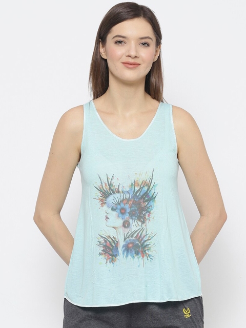 

VIMAL JONNEY Women Sea Green & Charcoal Printed Night suit