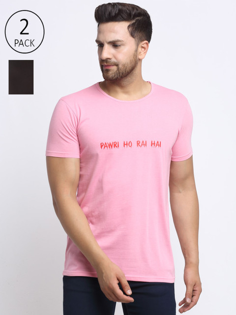 

VIMAL JONNEY Men Pack Of 2 Pink & Black Printed T-shirt