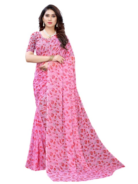 

KALINI Magenta & Red Floral Pure Chiffon Saree