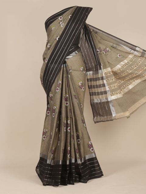 

Pothys Grey & Black Floral Zari Pure Cotton Saree
