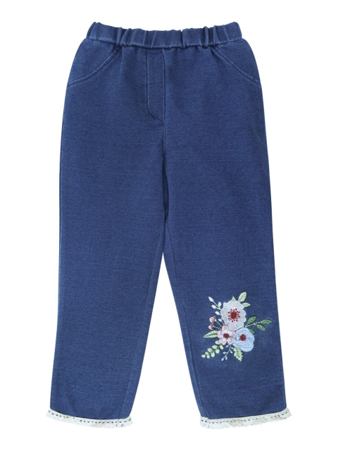 

Daffodils GIRLS WEAR Girls Blue Embroidered Skinny Fit Capris