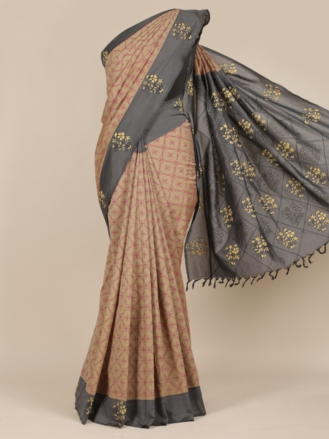 

Pothys Beige & Maroon Floral Pure Cotton Saree
