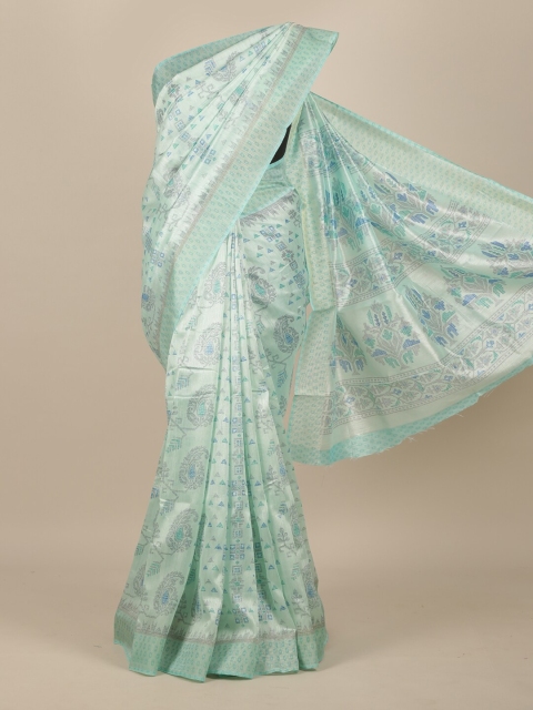 

Pothys Sea Green & Grey Ethnic Motifs Saree