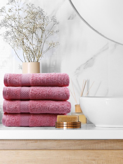 

Trident Set of 4 Pink Solid 500 GSM Cotton Hand Towels