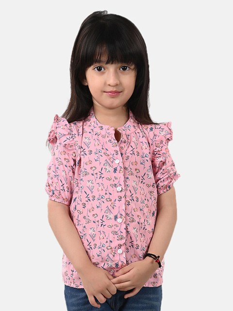 

ESME Pink Floral Puff Sleeve Shirt Style Top
