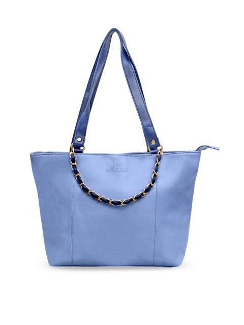 

Pink Potato Blue Solid Leather Shoulder Bag