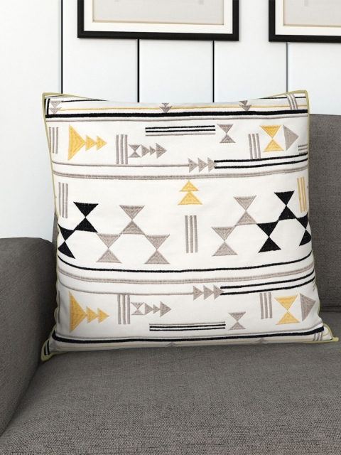 

Home Centre White & Grey Embroidered Square Cushion Covers