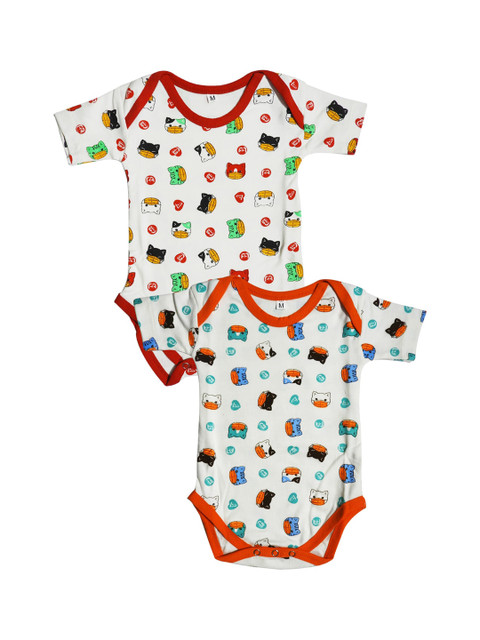 

PINKBUNNY Infants Pack of 2 Printed Bodysuits, Red