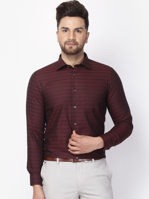 

Blackberrys Men Maroon Slim Fit Horizontal Stripes Cotton Casual Shirt